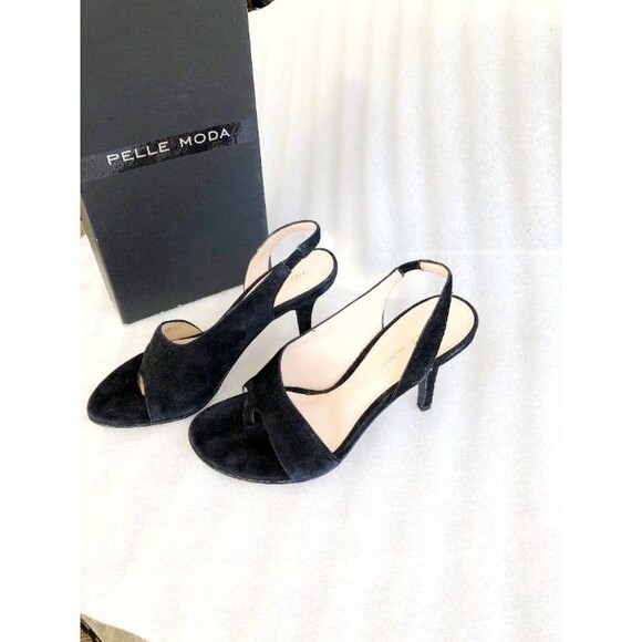 Pelle Moda Black Suede Strap Sandals Size 7 - Picture 1 of 9